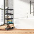 SPACEKEEPER 5-Tier Rolling Cart, Bathroom Storage Organizer Utility Cart, Mobile Shelving Unit Slide Out Shelves for Kitchen Living Room Laundry Room & Dressers, Black