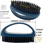 Small Scrub Brush with Nylon Bristles - Heavy Duty Cleaning Brush for Bathroom, Kitchen, Grout, Tiles - Non-Slip Teardrop Handle & Hangable Design - Deep Blue