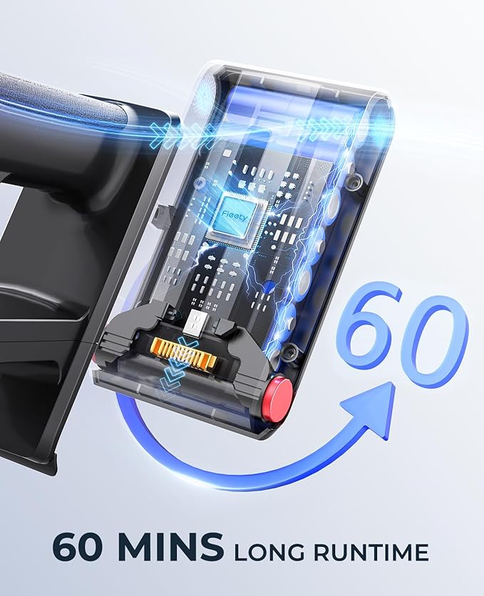 Cordless Vacuum Cleaner, 550W 45KPA Cordless Stick Vacuum Cleaner with 60Mins Rechargeable Battery, LED Touch Display, Handheld Vacuum Cleaners for Home/Pet Hair/Carpets/Floors