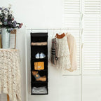 BrilliantJo 2 Pack Hanging Closet Organizer, 5 Shelves Hanging Storage with 6 Side Pockets for Clothes Shoes, 43"x12"x12"(Black)