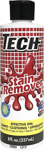 TECH Multi-Purpose Stain Remover | For Carpet, Clothes, Baby, Furniture, Pet, Upholstery, Laundry, Rug Stains | Red Wine, Blood, Coffee, Armpit Stain Remover All-In-One Solution | (8 ounce Bottle)