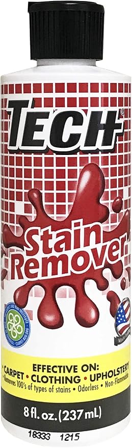 TECH Multi-Purpose Stain Remover | For Carpet, Clothes, Baby, Furniture, Pet, Upholstery, Laundry, Rug Stains | Red Wine, Blood, Coffee, Armpit Stain Remover All-In-One Solution | (8 ounce Bottle)