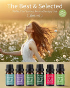 VTS Essential Oils Set (6 x 10ml) - Lavender, Peppermint, Eucalyptus, Tea Tree, Geranium, Rosemary, Aromatherapy Oils Gift Set for Home Diffusers, Skin & Hair Care, Soap & Candle Making, Humidifiers