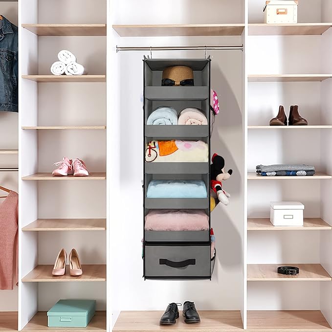 VICTORICH All-IN-ONE Over the Door Organizer, Super Behind the Door Storage Organizer with Door Rack and Large Clear Windows, Wall File Organizer, Hanging Organizer (Big Mesh Grey)