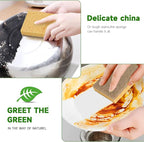 10 Pack Biodegradable Natural Sponges Kitchen - Compostable Cellulose and Coconut Walnut Scrubber Sponge - Eco Friendly Sponges for Dishes