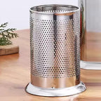 Tissting Stainless Steel Kitchen Utensil Holder, Chopsticks Straw Basket Drying Rack Utensil Organizer, Round Silverware Draining Organizer Drying Rack with Drain Holes