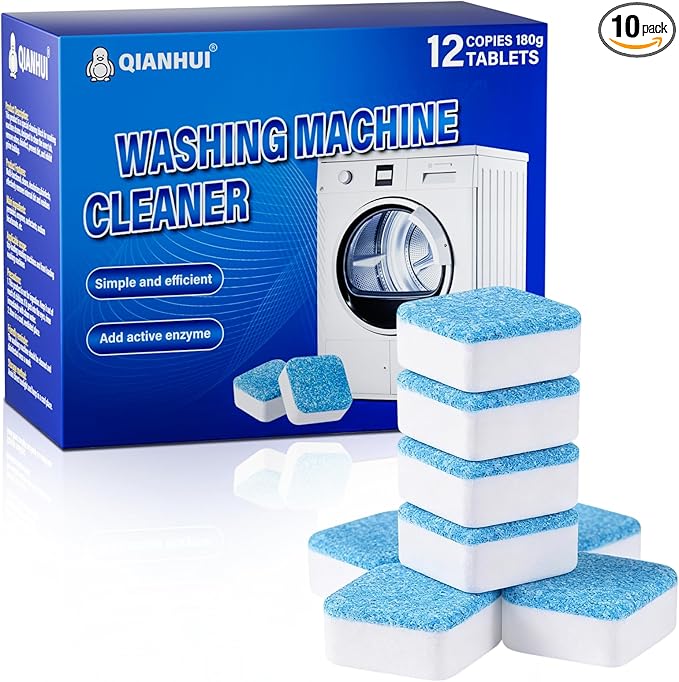 Washing Machine Cleaner Pro Tablets,Odor Remover,Eco Friendly,Washer Drum Cleaner Deodorizing Suitable for Top Load Front Loader Twin Tub,Home Deep Cleaning Essentials Gadgets (1 Count (Pack of 24))