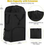 110L Backpack Laundry Bag, Laundry Backpack Heavy Duty with Shoulder Straps, Collapsible and Mesh Pocket Back to School Supplies Hamper Bag for College, Travel, Laundromat, Apartment Black