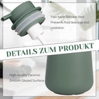 INGOFIN Ceramic Foaming Soap Dispenser - 12oz Foam Hand Soap Dispenser Bathroom, Modern Dish Soap Bottle with Pump for Kitchen, Matte Green