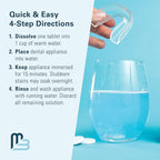 Retainer and Denture Cleansers 240 Tablets Removes Bad Odors Discoloration Stains Plaque for Cleaning Invisalign Mouth Guard Night Guard and Removable Dental Appliances by M3 Naturals