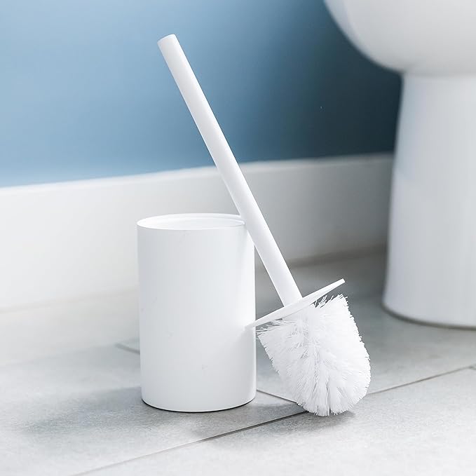 Matte White Toilet Bowl Brush for Bathroom with Holder - Bathroom Cleaner Scrubber with Sleek Design, Sturdy, and Durable Bristles