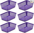 YBM HOME 6-Pack Small Plastic Storage Baskets for Home Junk Drawers and Office Desktop Drawers Organization - Functional Trays for Kitchen, Bedroom, and Bathroom, Purple