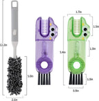 Bottle Brush Cleaning Set: Includes 2 Three-in-one Portable Travel Crevice Brushes and 1 Cup Brush with Removable Handle. Ideal for Cleaning lids, Straws, and Water Bottles.