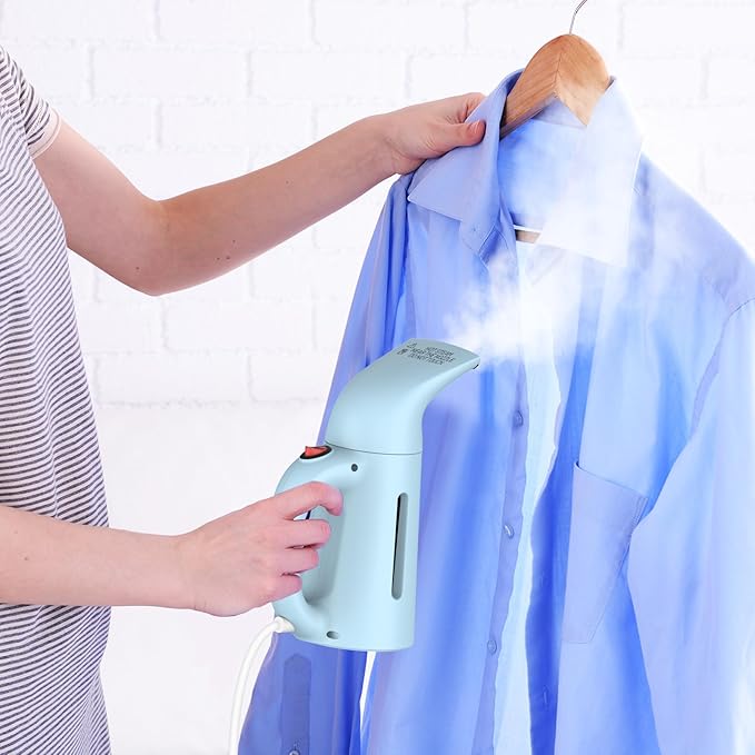 Handheld Garment Steamer for Clothes, Portable Clothes Steamer Remove Wrinkle, 180ml Water Tank, 12 minutes Continuous Steam, 2.3 meter Cord, Ideal for ALL Fabrics, One button Design (Blue)