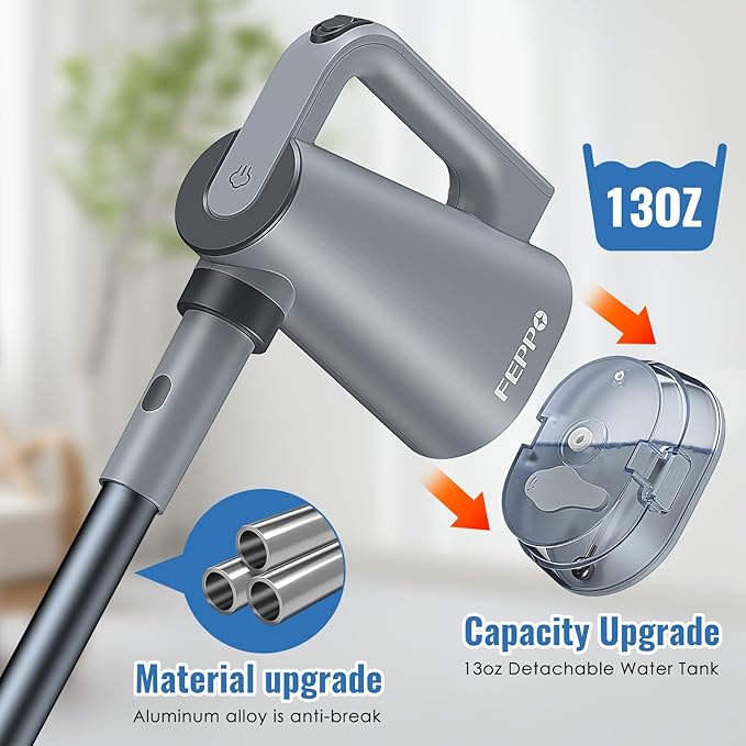 FEPPO Steam Mop with Detachable Handheld Steam Cleaner for Home and Floor Cleaning, 10-in-1 Multi-purpose Attachments & 2 Pads, Powerful Steamer for Floors, Hardwood, Tiles,Grout,Windows,Kitchen,Bath