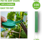 Green Garden Ties|Plant Ties for Climbing Plants 100 feet x1/2‘’in 3 Rolls|Plant Supports for Effective Growing Strong |Green-Recycled Plastic Garden Twine & Twist Ties for Tomato Stakes