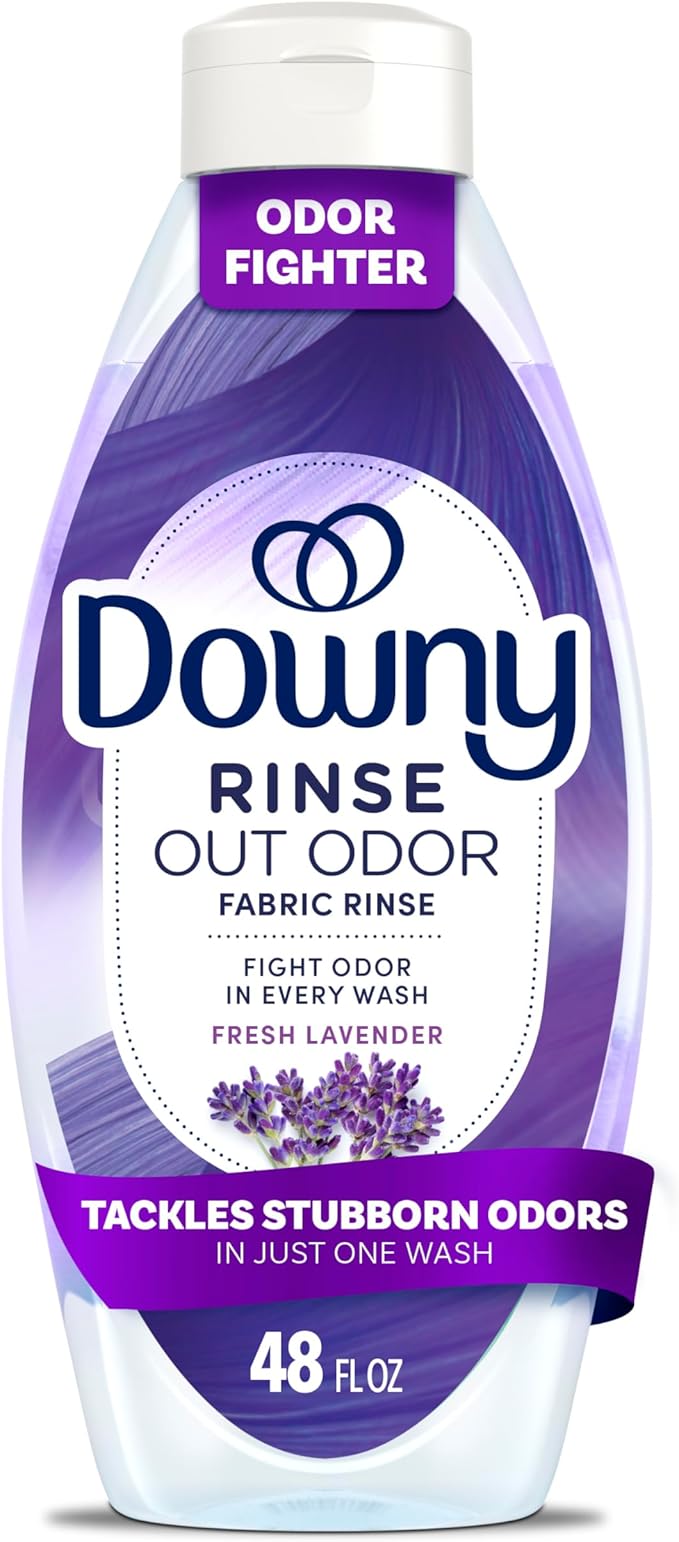 Downy RINSE & REFRESH Laundry Odor Remover and Fabric Softener, Fresh Lavender, 48 fl oz, Safe on ALL Fabrics, Gentle on Skin, HE Compatible