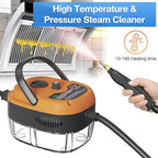 Handheld Steam Cleaner, 2500W Hand-Held High Pressure Portable Cleaning Machine with 3 Brush, High Temperature Steamer for Home Use, Kitchen, Furniture, Bathroom, Car (Orange)