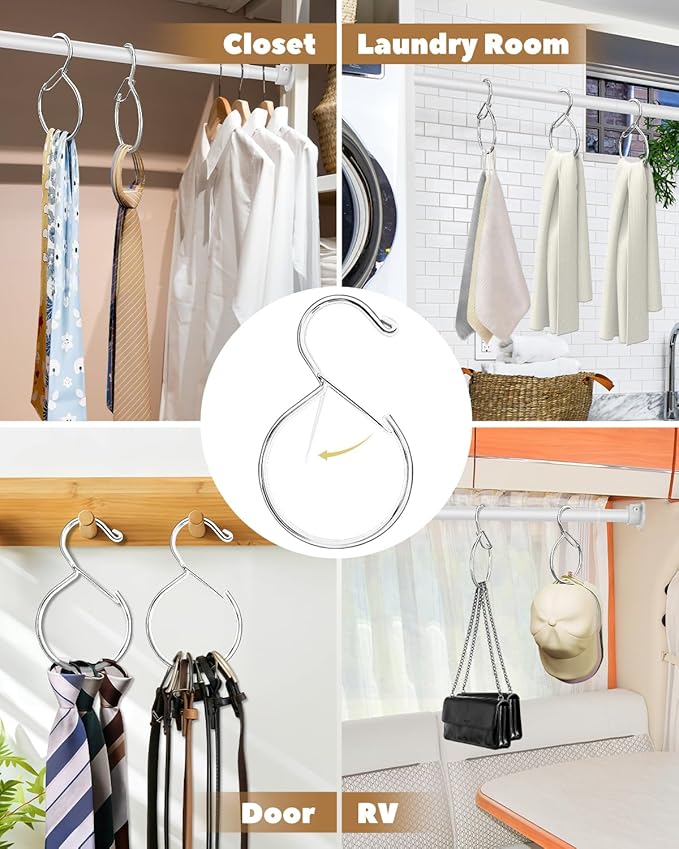 Supforce 6 Pack Belt Hanger, Tie Hanger & Belt Organizer, Waterproof Belt Hanger for Closet, Ties, Scarves, Bags & Accessories, Keeps Closet Neat & Organized, Silver