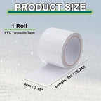PATIKIL Awning Repair Tape 8m x 8cm Waterproof Canvas Tape High Adhesive Tear Repair Patch Kit for PVC Tarpaulin Tent Awning Fabric RV Sail Boat Cover, White (3.15" x26.24ft)