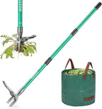 Weed Puller Tool Gardening Hand Weeding Tool with Long Handle 4 Steel Claws and Collapsible Trash Can for Lawn and Garden,Easily Remove Weeds Without Bending, Pulling,or Kneeling