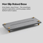 Kitchen Sink Caddy Water Absorbing Stone Drying Tray, Diatomite Bathroom Sink Organizer, Faucet Counter Mat Coaster, Soap Dish Rack Riser Dispenser Sponge Holder, Dark Gray Gold 10" x 4"