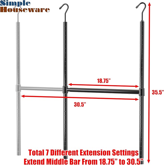 Simple Houseware Adjustable Closet Hanging Rod, Black