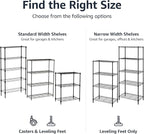 Amazon Basics 4-Shelf Steel Wire Storage Rack, Adjustable, Sturdy, Easy Assembly, 13.4 D x 23.2 W x 48 H in, Black