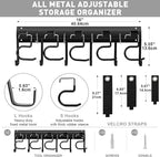 LEYU Metal Garage Tool Organizer Wall Mount, 2 Pack Garden Tool Organizer With Extension Cord Straps, Garage Organization Hooks and Hangers for Shed, Yard Storage, Wall Holder for Hanging Broom Mop