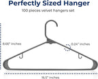 SereneLife Plastic Hangers 100 Pack - Space Saving Clothes Hanger - Durable & Strong Closet Organizers and Storage with Built-in Strap Hooks - Essential for Shirts, Pants, Skirts & Coats (Gray)