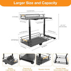 JYPS 2 Pack Under Sink Organizer, 2 Tier Pull out Under Kitchen Bathroom Sink Organizer and Storage, Metal Sliding Drawer for Cabinet Pantry Undersink Organizers Shelf