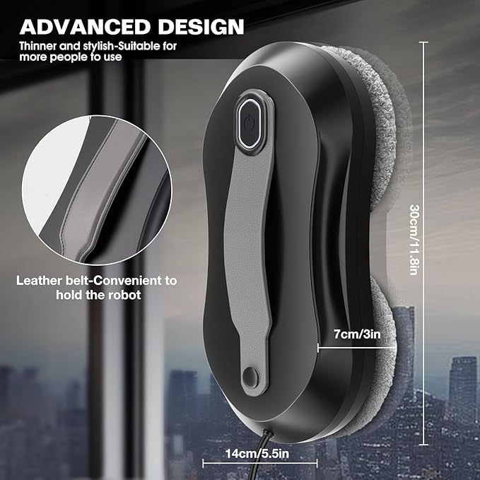 S1 Window Cleaner Robot with Dual Water Spray 3500Pa Houshold Window Cleaning Robot with Toolbox 6.0 AI Path Planning for Framed/Frameless Glass Low Noise Glass Cleaning Robot with Belt