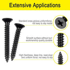 100 Pcs #7 X 1-1/4'' Black Screws,Drywall Screws, Phillips Flat Head Long Screw, Black Wood Screws,Used in Furniture,Woodworking Repairs and DIY Projects（M4 X 30mm