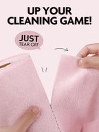 Fantasticlean Tear-Away Dish Cloth- 80 Sheets, 4 Rolls - 10'' by 10'', Reusable Washable Kitchen Towels, Super Absorbent Microfiber Cleaning Cloths (Pink,Blue,Tan,Moss Green)