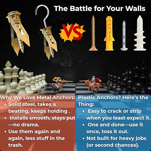 221Pcs Self Drilling Drywall Anchors Kit with Screws, Ceiling Hooks & Magnetic Wristband -No Drill Needed, Reusable Anchors for TV, Shelves, Cabinets - Zinc Plated Steel & Stainless Drywall Repair Kit