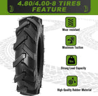 2 PCS 4.80/4.00-8 Tires, 4.80x4.00-8" Tubeless Turf Lawn Garden Tires for Tractor Tillers Golf Cart Most Garden Lawn Mower Tires
