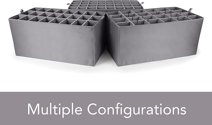 Covermates Keepsakes - Adjustable Zip-Top Storage Box - Configurable FlexGrid Compartments - Heavy Duty Polyester- Reinforced Handles - Stackable Design - Indoor Storage, Grey Heather