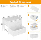 Homeiju Stackable 3-Drawer Fabric Dresser with Waterproof Wood Top – Closet Drawers & Storage Drawers for Bedroom, Modern Metal Frame Design (2 Tier-1 Pack)