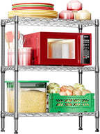 IZEUK 3-Tier Heavy Duty Steel Storage Shelves, Metal Shelf Wire Shelving Rack for Pantry, Kitchen, Home or Office Organization (29.5" W x 13.8" D x 35.5" H, 750LBS, Chrome)