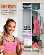 Locker Organizer Shelf， Adjustable Width and Height, Ideal Locker for School, Office, and Gym Lockers… (White 2 Pack New Version)