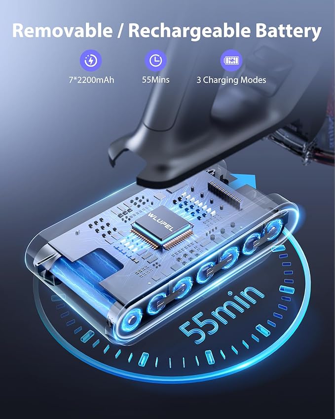 Cordless Vacuum Cleaner, 40kPa/450W Stick Cordless Vacuum Up to 55 Mins Runtime with LED Touch Screen, Anti-Tangle Vacuum Cleaner with Charging Station for Carpet Hard Floor Pet Hair