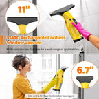Window Vacuum Squeegee Cordless, Rechargeable Window Vacuum Cleaner with 2 X Squeegee (11”+ 6.7”), Electric Window Vac for Windows, Tiles, Mirrors, Showers, Glass, 2200mA