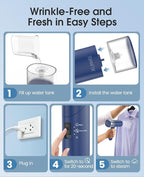 Handheld Steamer for Clothes, 1200W Foldable Travel Steamer, 20 Sec Preheat Garments Wrinkle Remover, 120V Portable Hand Iron with 150ml Water Tank, Clothes Steamer for Home Travel-Blue