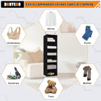Hanging Closet Organizer and Storage 6-Shelf, Easy Mount Foldable Hanging Closet Wardrobe Shelves, Clothes Handbag Shoes Accessories Storage, Washable Oxford Cloth Fabric, Black
