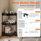 Rolling Cart with Wheels 3 Tier Bathroom Organizer Mobile Shelving Unit Utility Cart Tower Rack Multifunction Utility Storage carts, Kitchen Storage Organizer for Kitchen Laundry Narrow Places, black