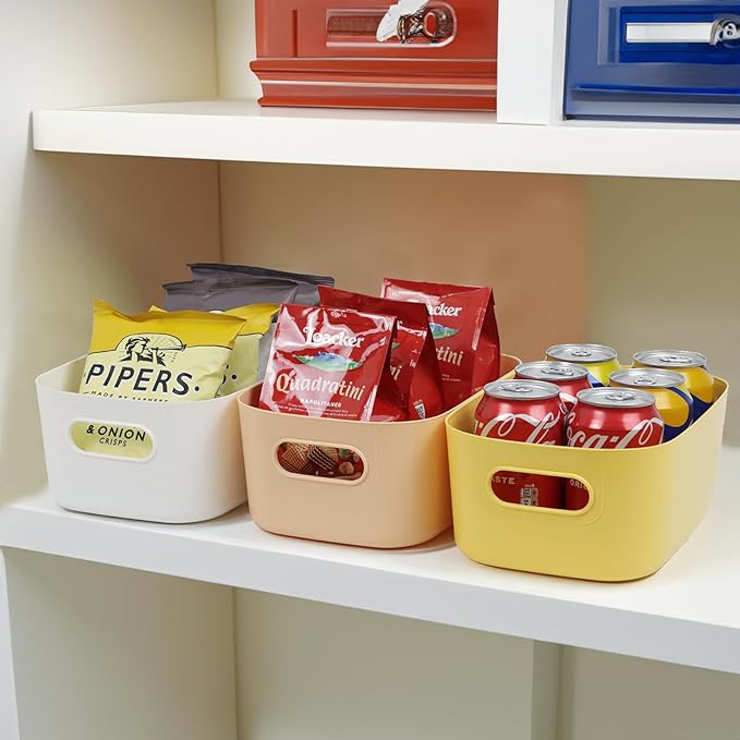 7PCS Drawer Organizer Bins, Small Plastic Storage Bins Storage Containers for Snack Makeup Kitchen Pantry Bathroom Cabinet Organization and Storage Bin Organizing Boxes
