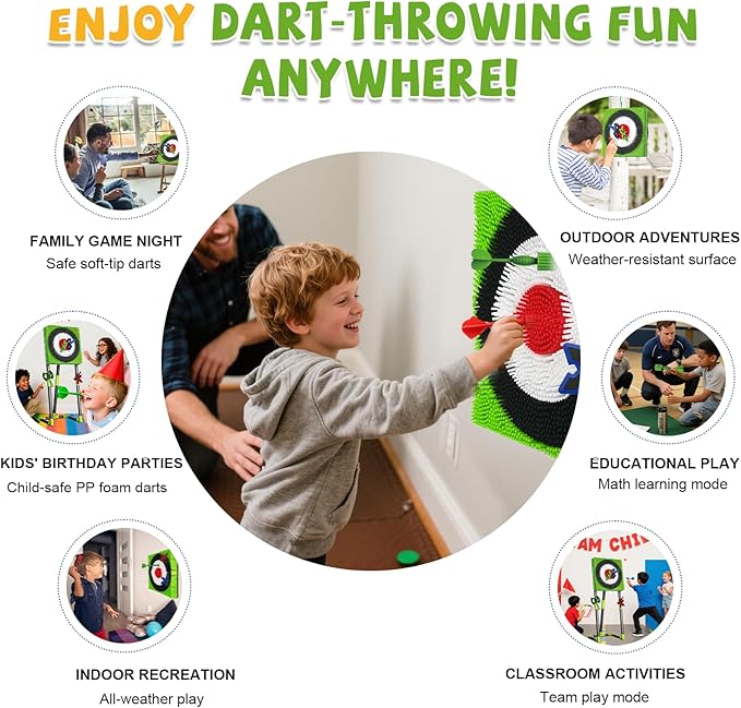 Axe Throwing Game for Backyard - Steel Frame Ax Throw Kit for Kids & Adults - Bristle Target with 6 Throwing Axes Set & Travel Bag - Outdoor/Indoor for Kids & Families Yard Carnival Games