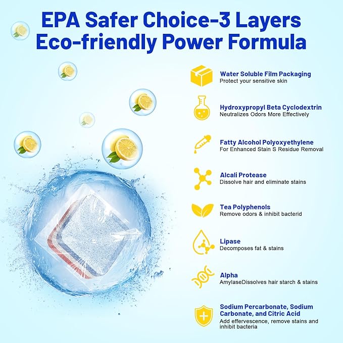 Washing Machine Cleaner Tablets 30 Pack, Upgraded Formulated for Pet Owners, 1+Year Supply, Deep Cleaning Tablet For HE-Front & Top Load Washer, Removes Residue, Grime, Odors and Pet Hair