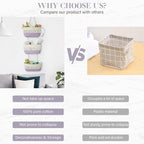 danpinera Over the Door Hanging Baskets for Organizing, 3-Tier Hanging Wall Basket for Storage, Woven Cotton Rope Baskets Storage Decorative for Nursery, Bedroom, Living Room, Kitchen, White & Violet