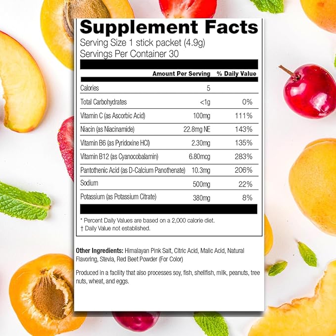 310 Nutrition Sugar Free Electrolytes Powder - Instant Hydration Packets for Daily Fluid Balance - Caffeine-Free Rehydration Drink Mix w/ Vitamins, Low Calorie & Keto Friendly - Wildberry 30 Singles